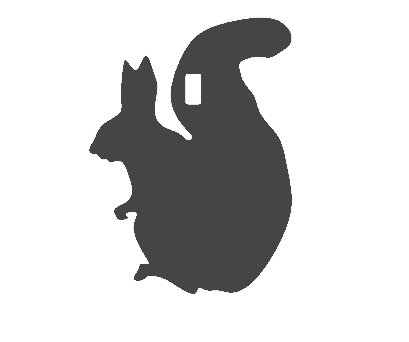Black silhouette of a squirrel on a white background